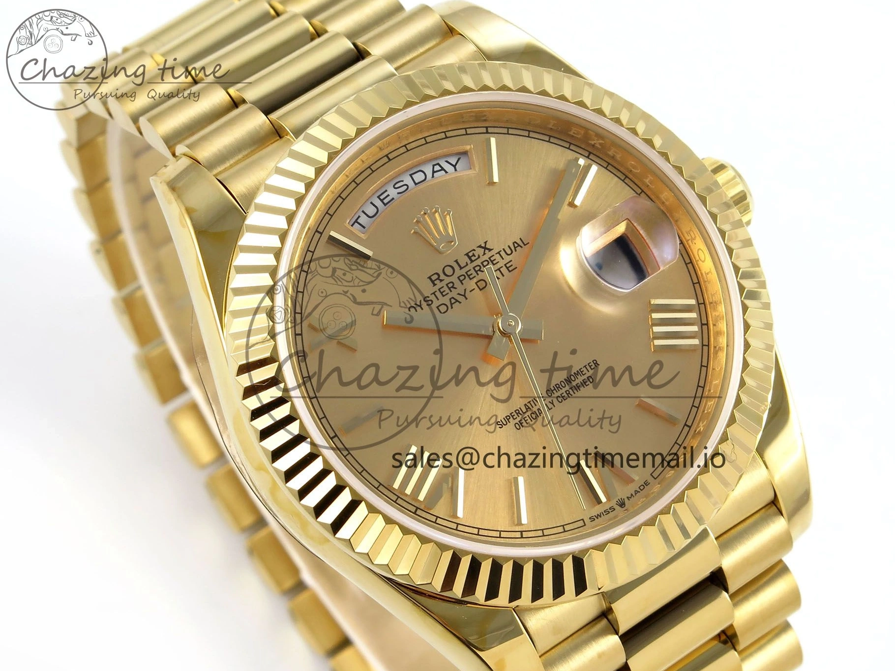 0504 QuickDry Day Date 40 YG 228238 KF 1:1 Best Edition YG Roman Dial on President Bracelet VR3255 (Gain Weight) 839